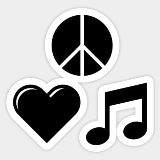 Peace, Love, & Music Sticker